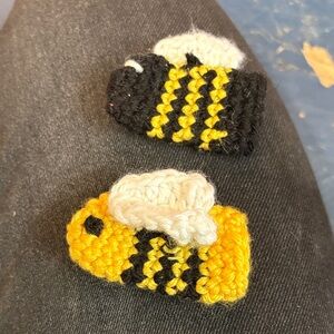 Set of 2, crochet, bumble bee finger puppets